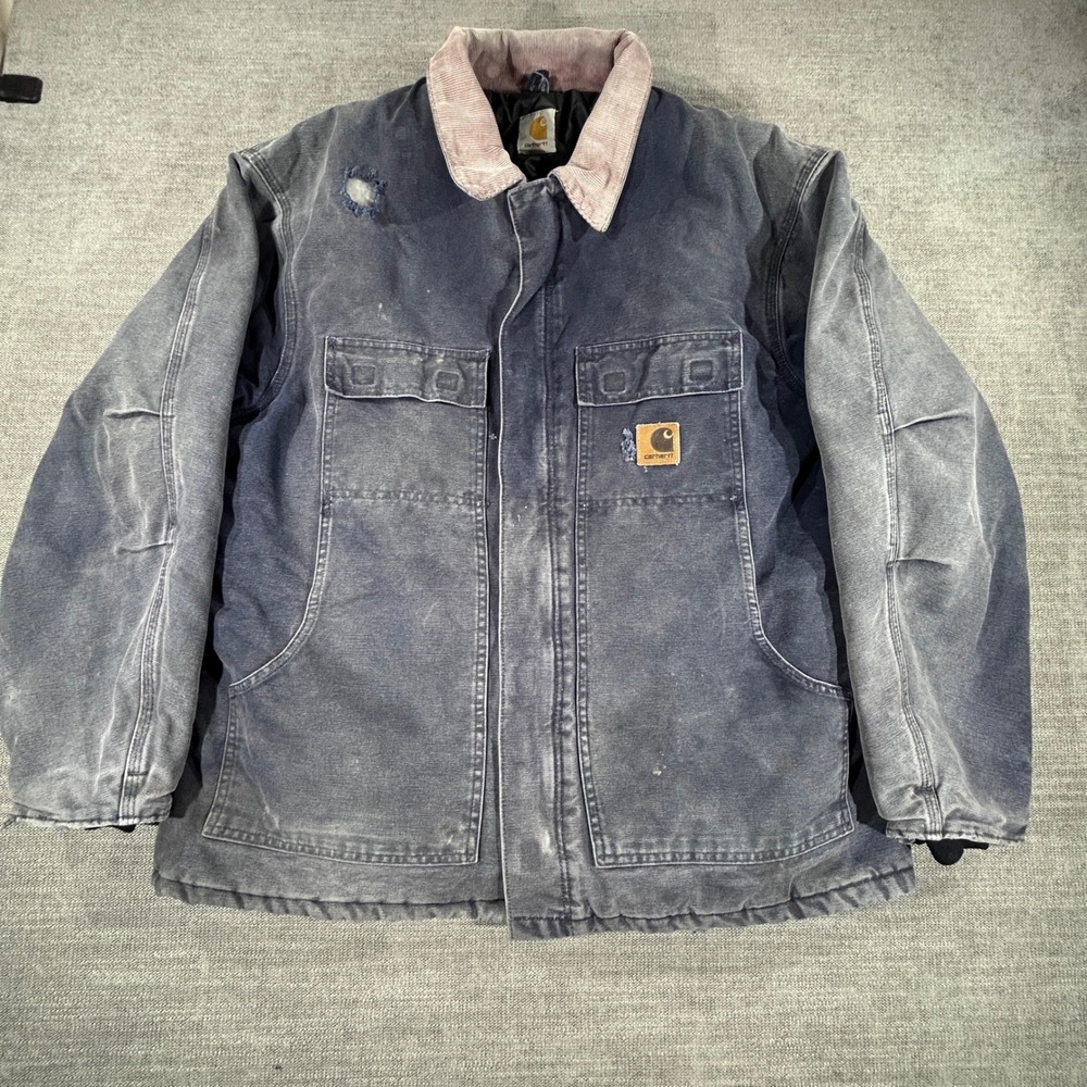 Carhartt Arctic Traditional Coat Mens XL Blue Fair Distressed Faded Canvas Vtg